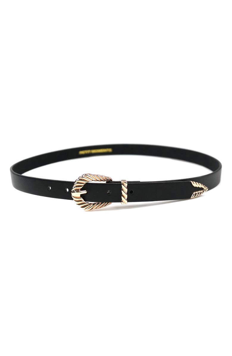 Petit Moments Slim Modern Rodeo Faux Leather Belt, Main, color, Black/ Gold