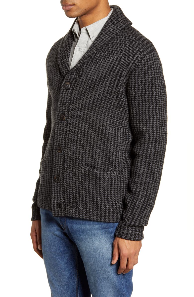 Schott NYC Houndstooth Wool Blend Cardigan Sweater, Alternate, color,