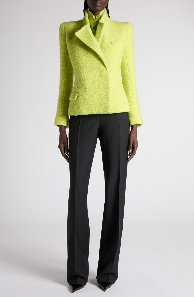 TOM FORD Sequin Tweed Double Breasted Jacket, Alternate, color, Wild Lime