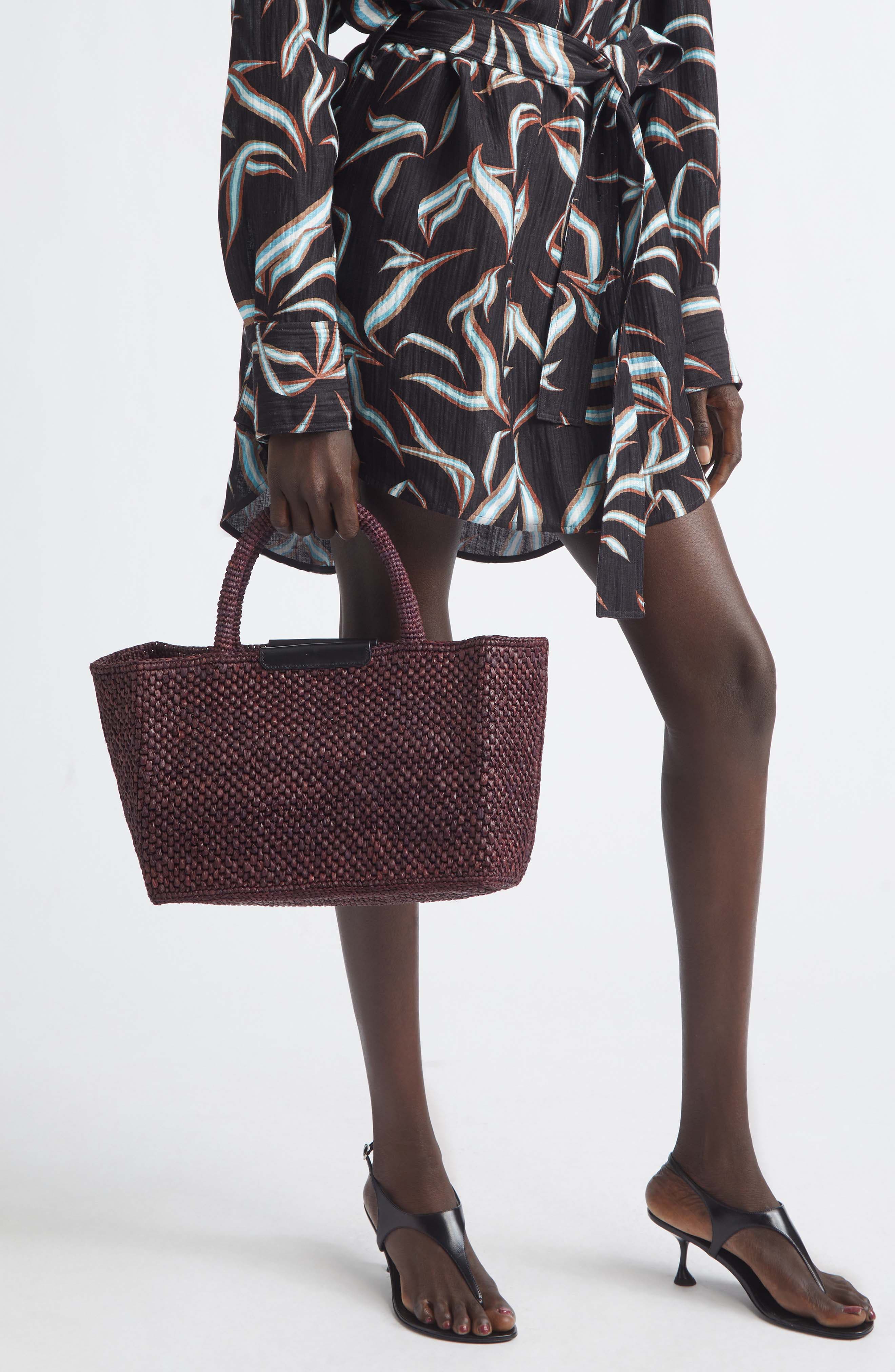Chelsea Woven Raffia East/West Tote, Alternate, color, PLUM