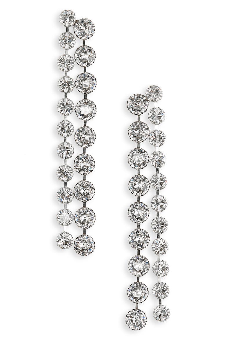 Midnight Dancin' Crystal Chain Linear Drop Earrings, Main, color, TRANSPARENT/ SILVER