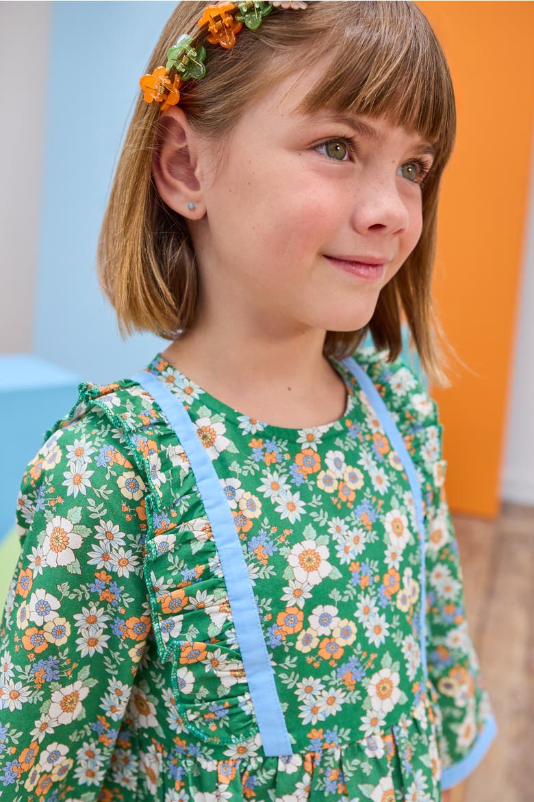 Kids' Floral Ruffle Porto Dress, Alternate, color, Greenwich Garden Green