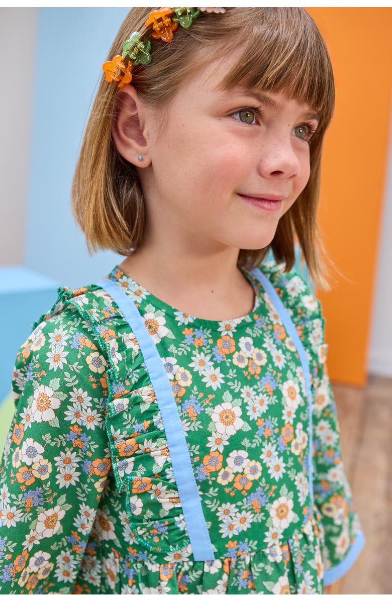 BISBY Kids' Floral Ruffle Porto Dress, Alternate, color, Greenwich Garden Green