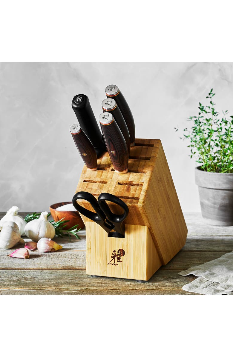 MIYABI 6000MCT Artisan 7-Piece Knife Block Set, Alternate, color, Silver