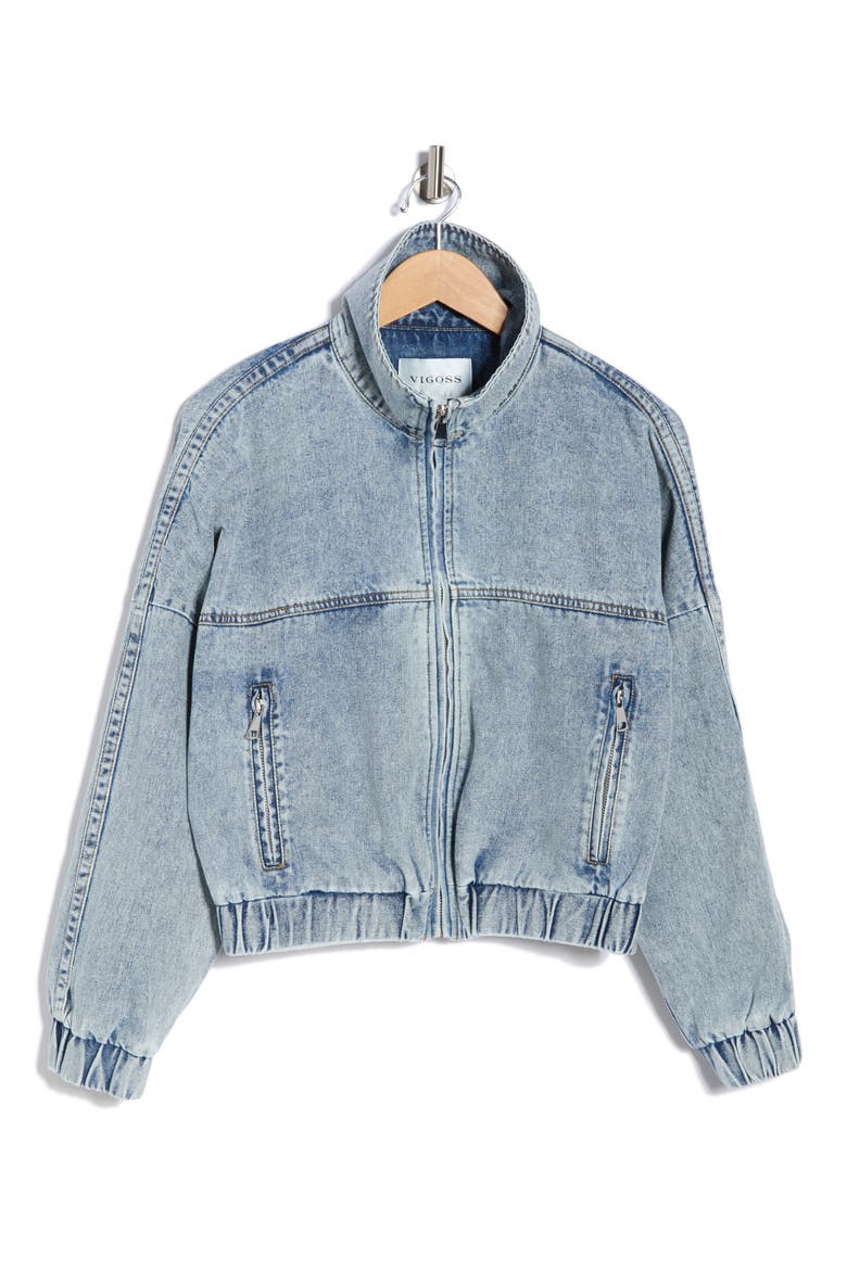 Dad Denim Bomber Jacket, Alternate, color, LIGHT WASH