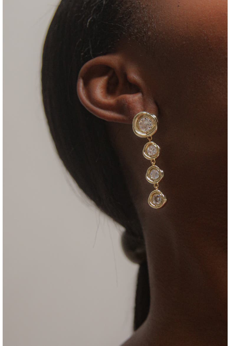Carlo Drop Earrings In Gold & Crystals, Alternate, color, Gold