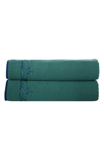 Brooks Brothers Contrast Frame 2pc Bath Sheets In Green