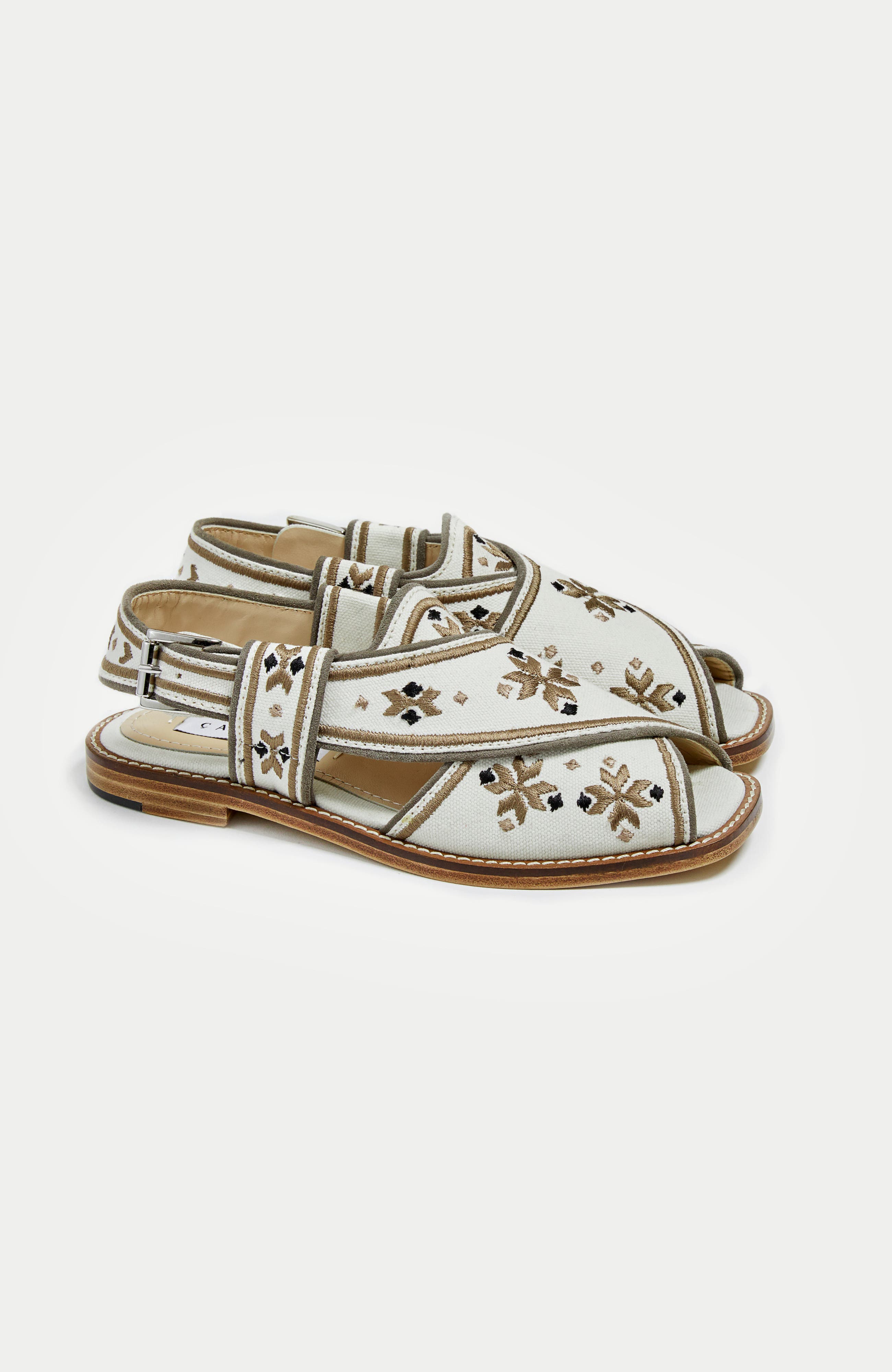 The Swati Handcrafted Peshawari Sandal, Alternate, color, White-Grey