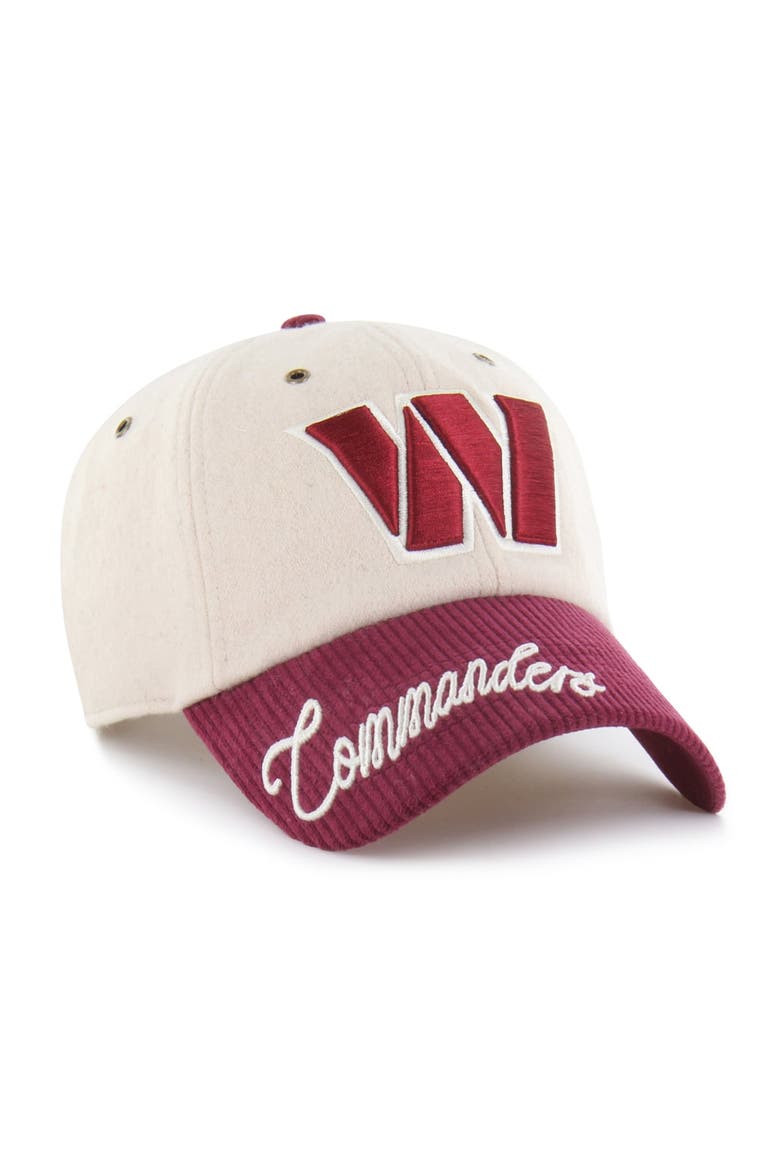Women's '47 Natural/Burgundy Washington Commanders Rope Script Clean Up Adjustable Hat, Main, color, Natural