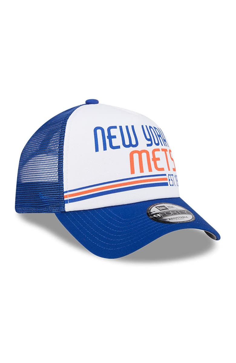 New Era Men's New Era White/Royal New York Mets Stacked A-Frame Trucker 9FORTY Adjustable Hat, Alternate, color, 