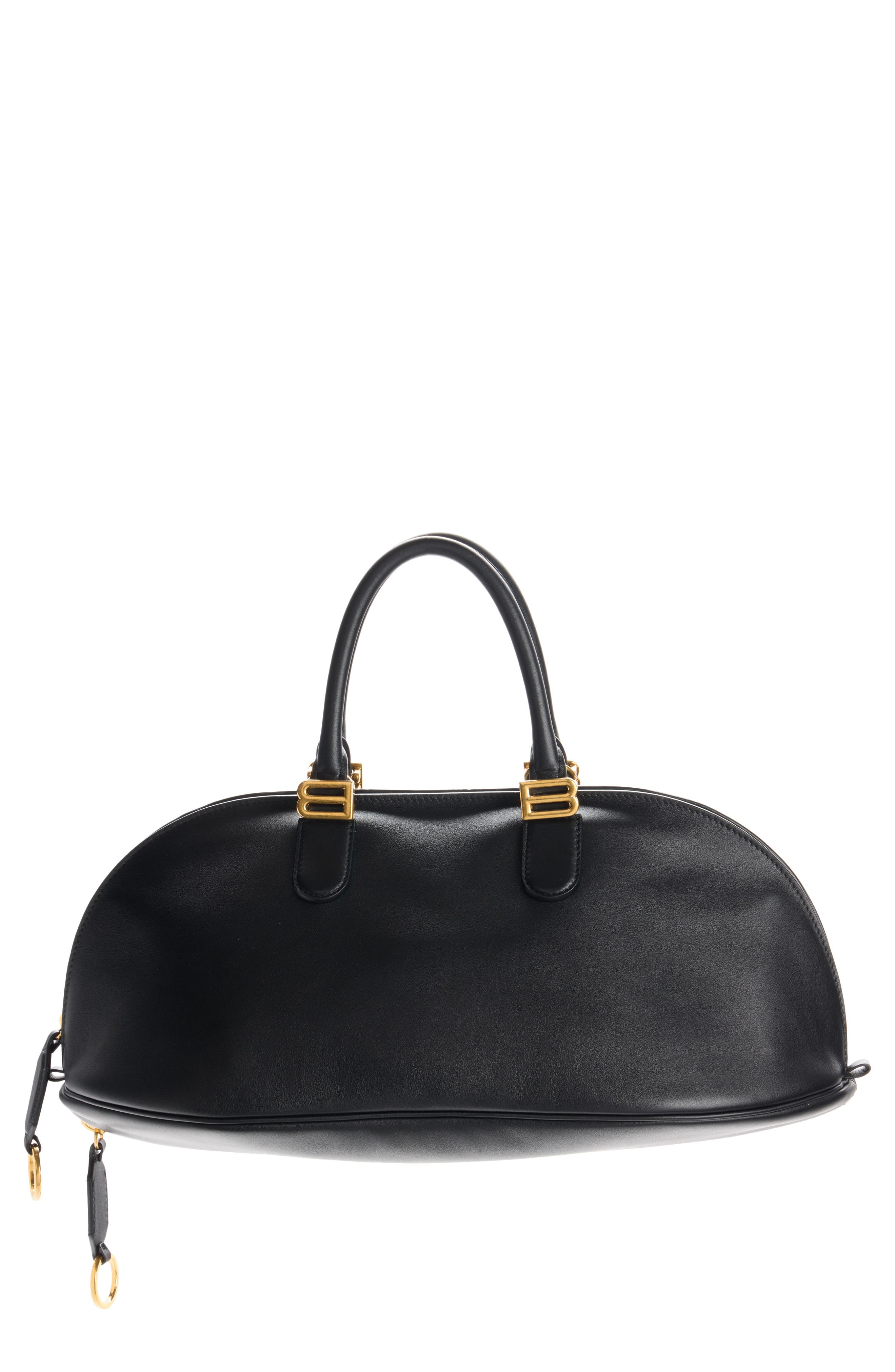 Balenciaga Medium Bolero Leather Bowling Bag In Black