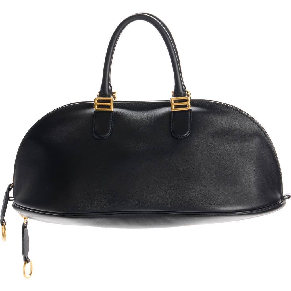 Balenciaga Medium Bolero Leather Bowling Bag In Black