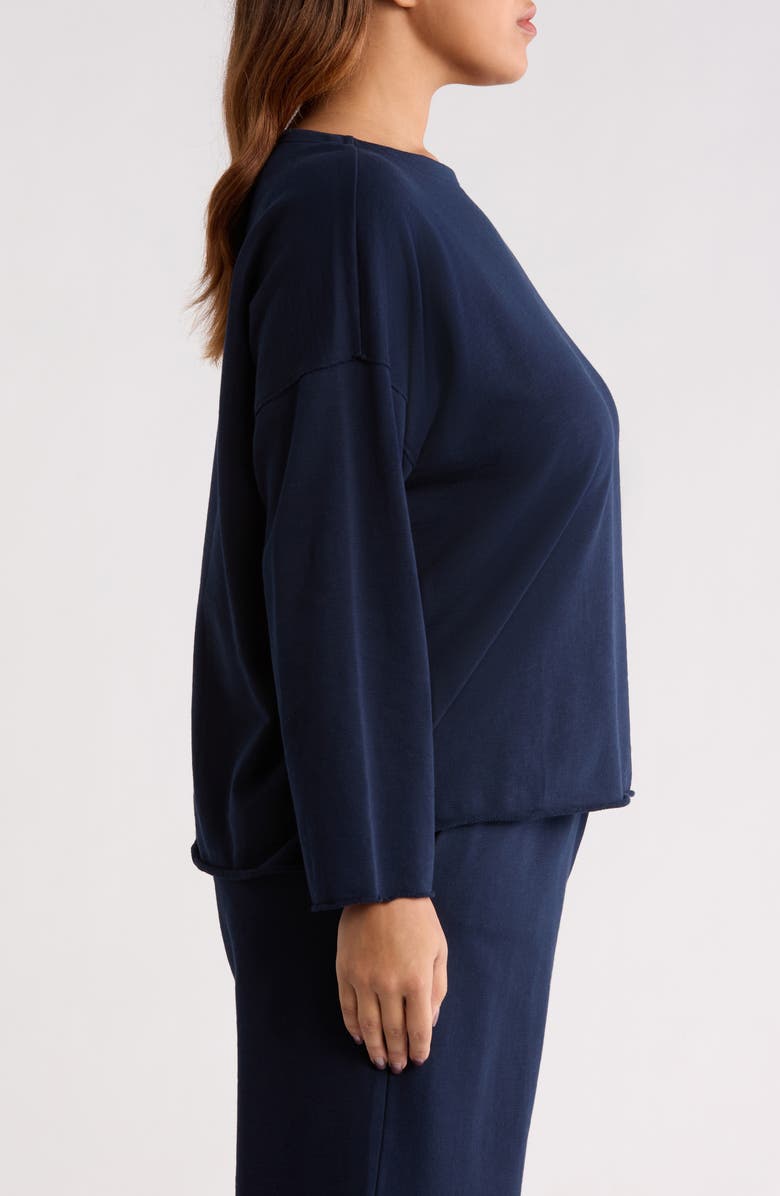 Eileen Fisher Bateau Neck Organic Cotton Sweatshirt, Alternate, color, Ink