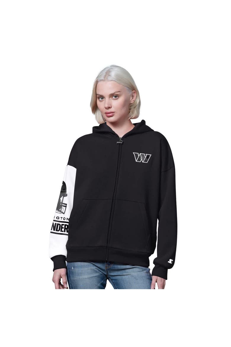 Women's Starter  Black Washington Commanders 4th Down Full-Zip Hoodie, Main, color, Black