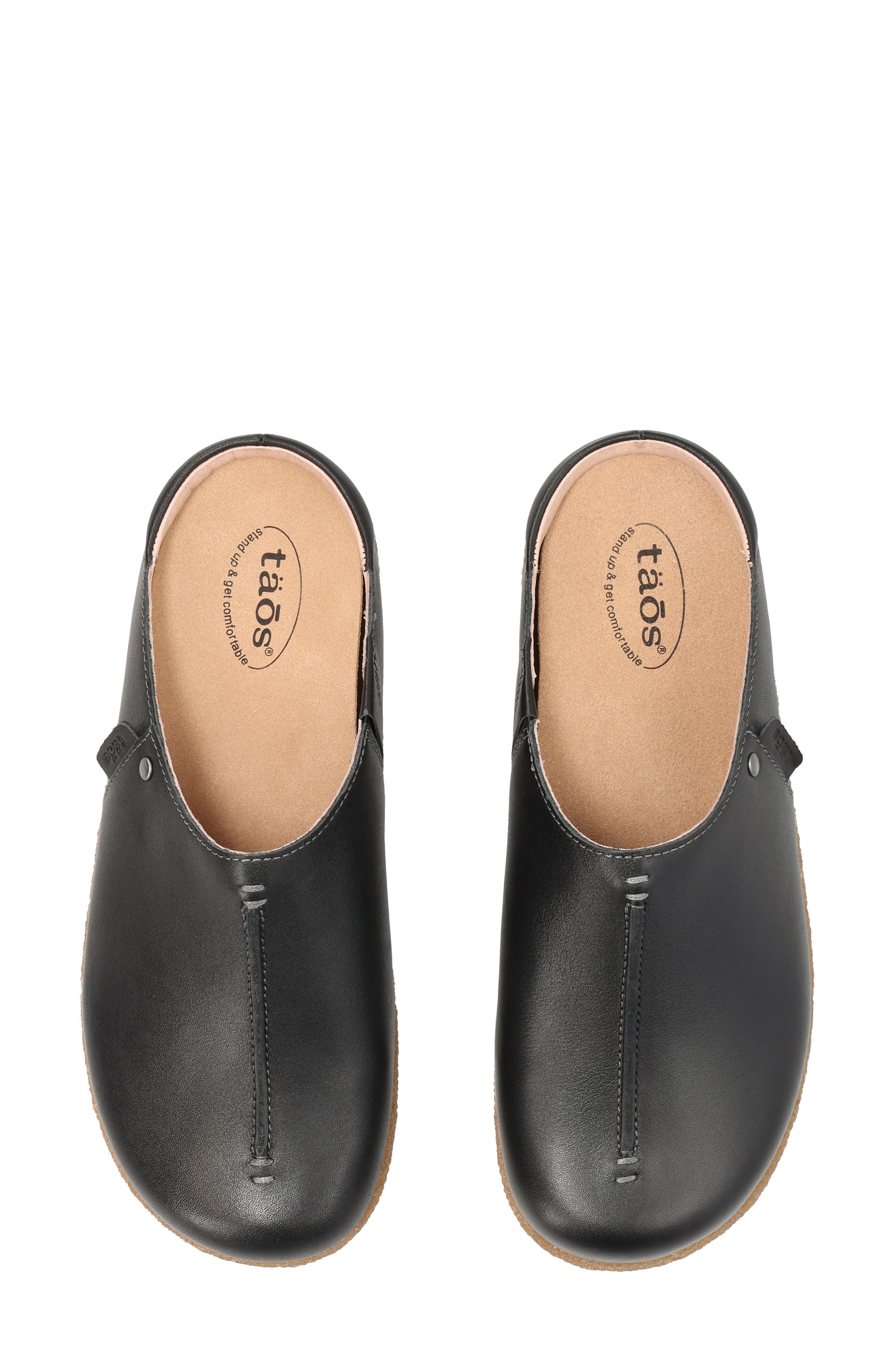 Upside Leather Mule, Alternate, color, BLACK