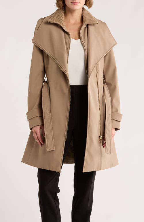 Calvin Klein Belted Softshell Jacket With Inner Bib In Brown