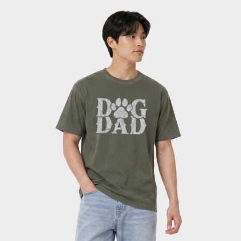 Dog Dad Paw Distressed Garment Dyed T-Shirt