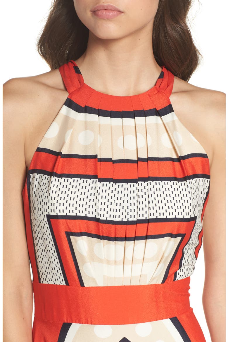 Scarf Print Crêpe de Chine Fit & Flare Maxi Dress, Alternate, color, MULTI