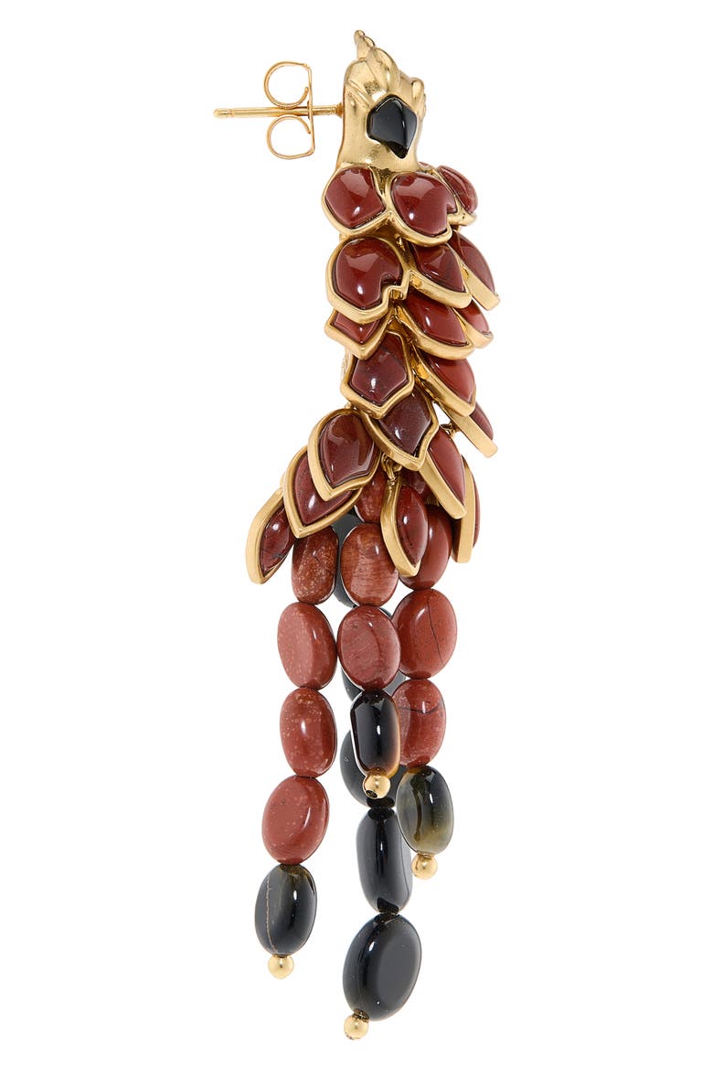Plume Chandelier Earrings, Alternate, color, GOLD/ DARK RED