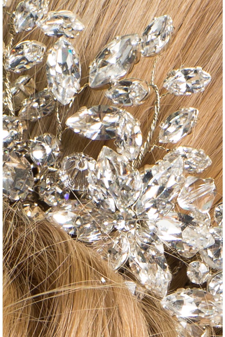 'English Violet' Crystal Hair Comb, Alternate, color, SILVER