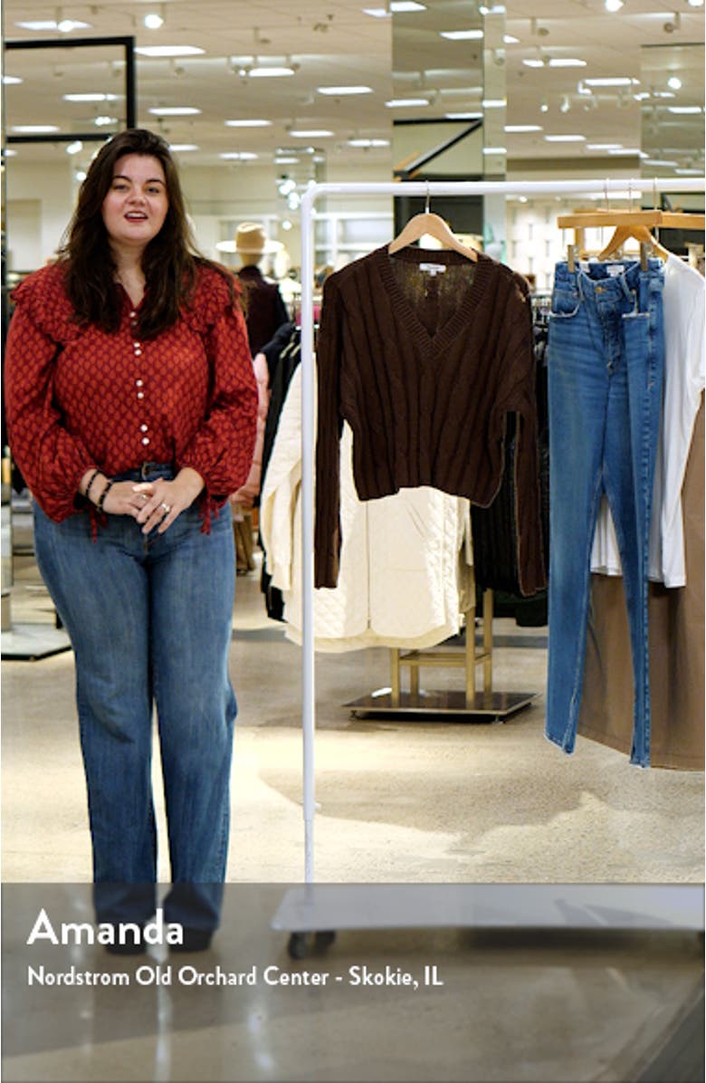 Cable Knit V-Neck Crop Sweater, sales video thumbnail