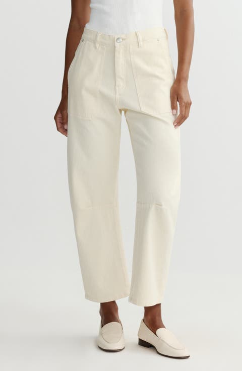 Bilie Easy High Rise Barrel Leg Pants (Crema)