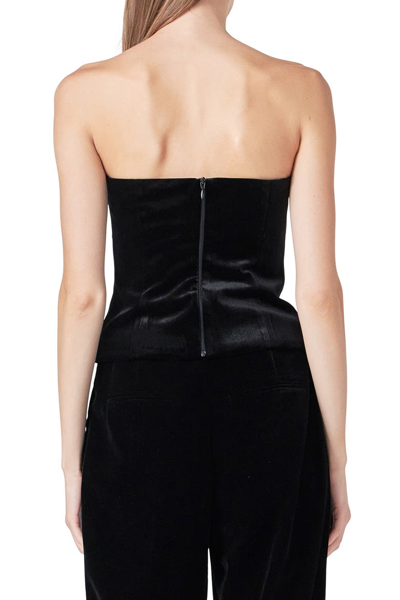 Embellished Strapless Velvet Top, Alternate, color, BLACK