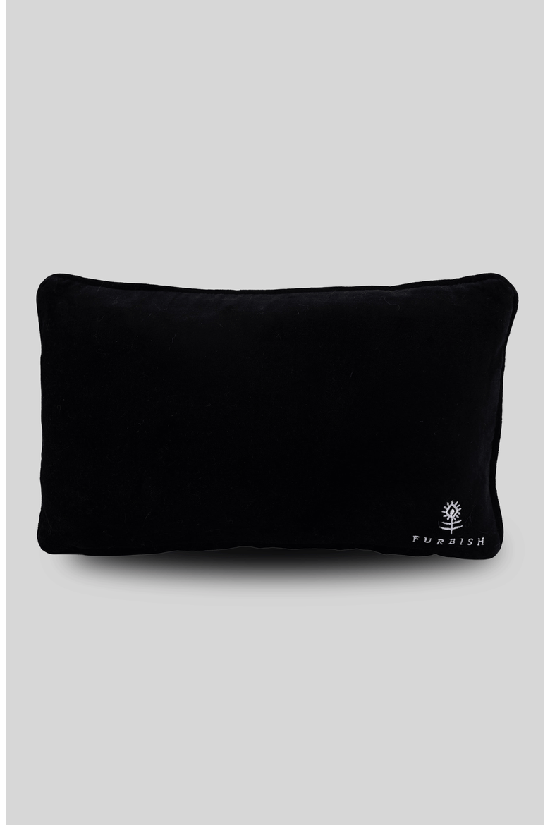 Dog Sits Here Needlepoint Pillow, Alternate, color, Black