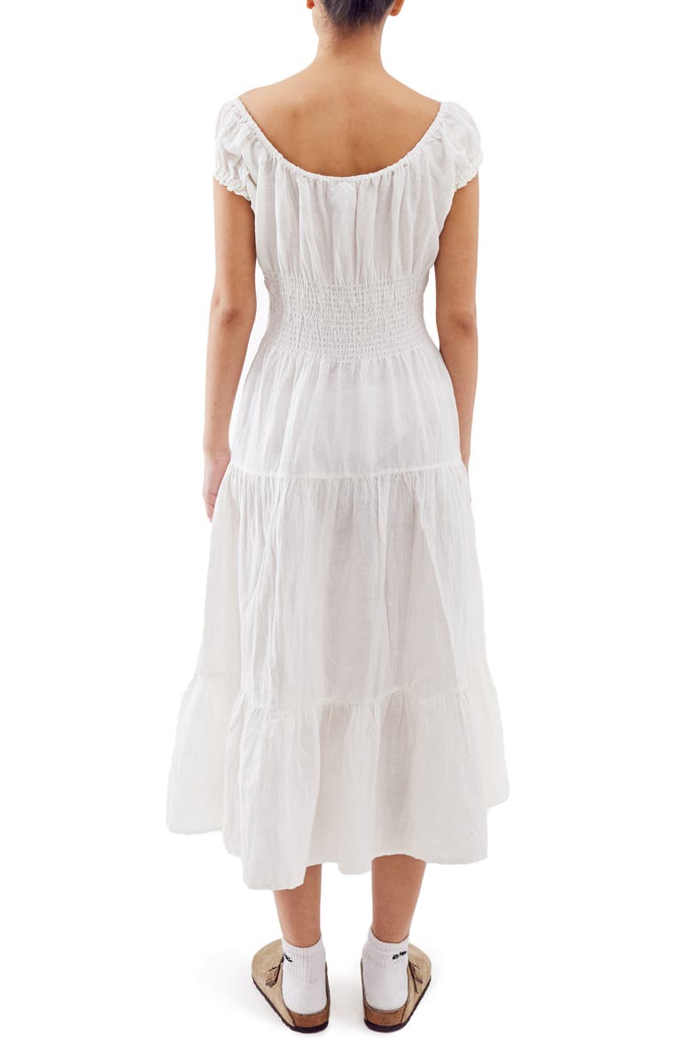 BDG Urban Outfitters Ella Smocked Linen & Cotton Dress, Alternate, color,