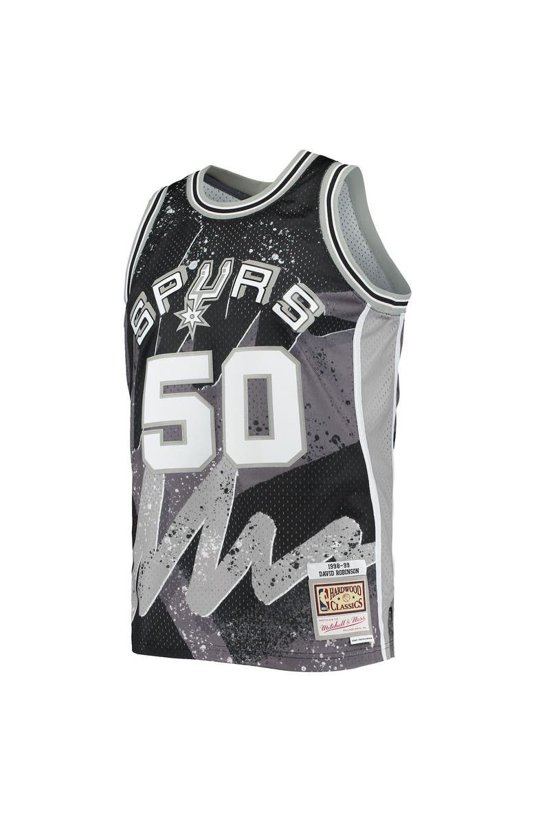 Mitchell & Ness Men's Mitchell & Ness David Robinson Black San Antonio Spurs Hardwood Classics 1998/99 Hyper Hoops Swingman Jersey, Alternate, color, 