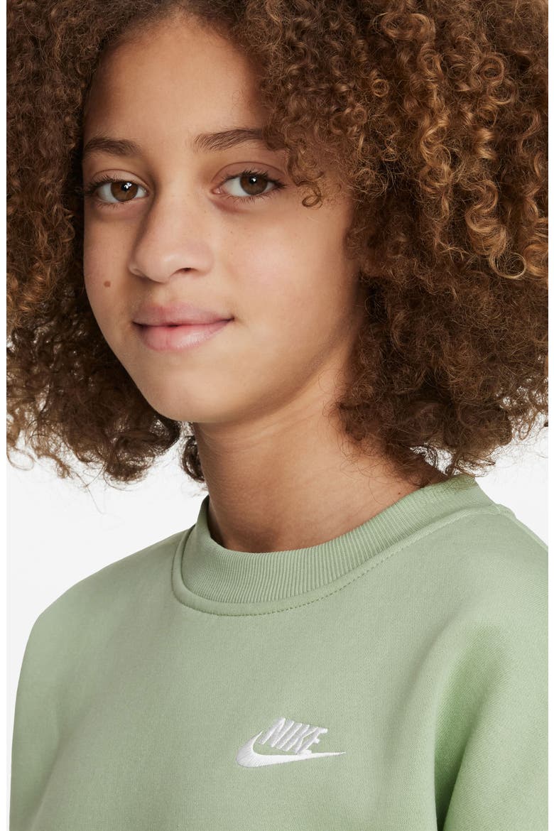 Kids' Sportswear Club Fleece Sweatshirt, Alternate, color, HONEYDEW/ WHITE