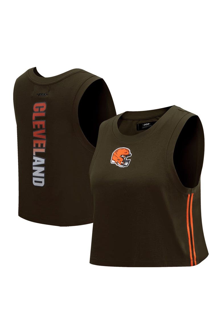 Women's Pro Standard  Brown Cleveland Browns Ombre Wordmark Classic Cropped Tank Top, Main, color, Brown