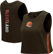 PRO STANDARD Women's Pro Standard Brown Cleveland Browns Ombre Wordmark Classic Cropped Tank Top