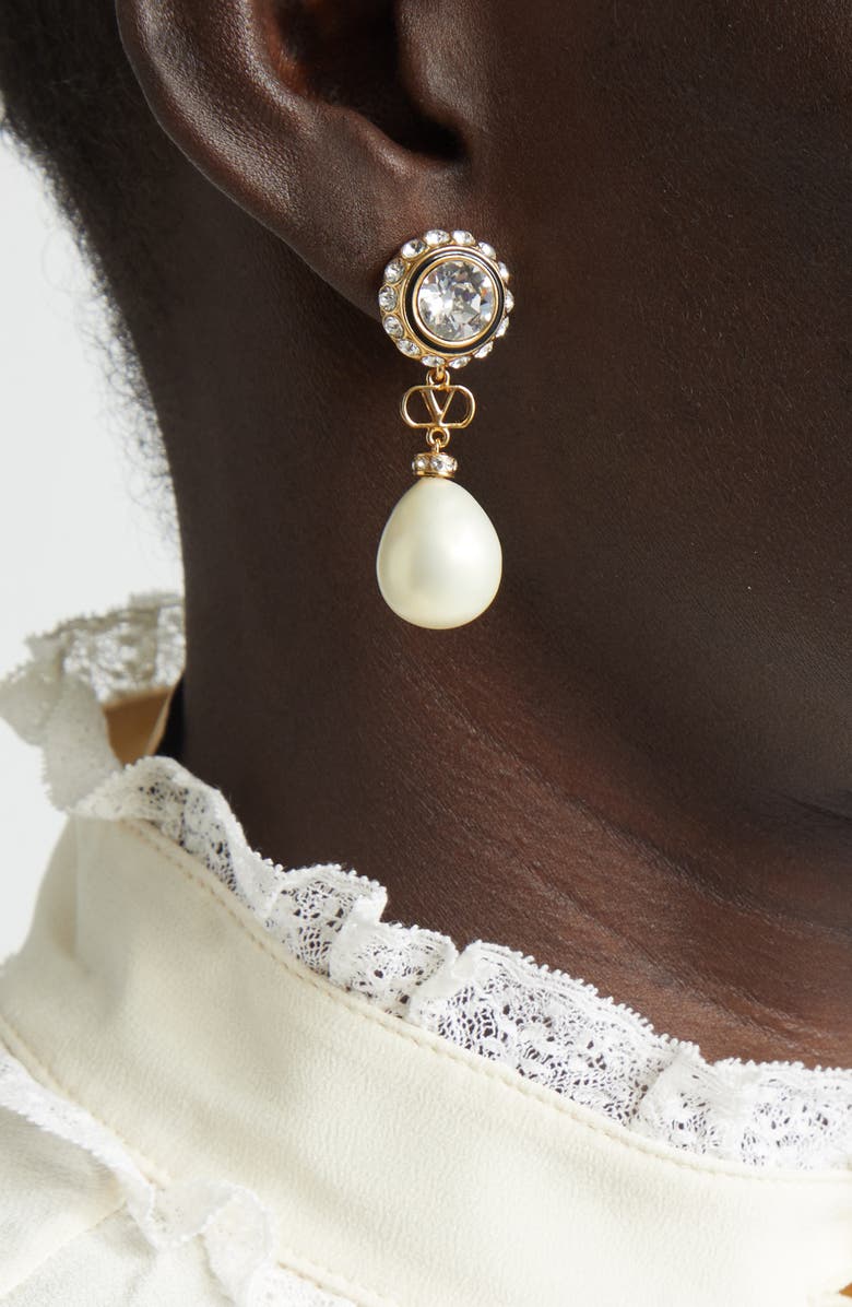 Valentino Garavani VLOGO Signature Drop Earrings, Alternate, color, Gold