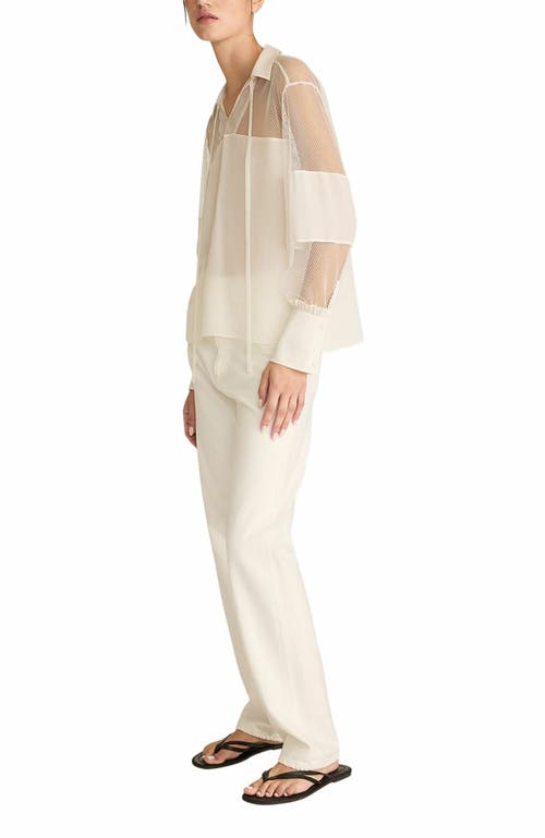 REBECCA TAYLOR REBECCA TAYLOR CREPE DE CHINE AND LACE POPOVER BLOUSE 