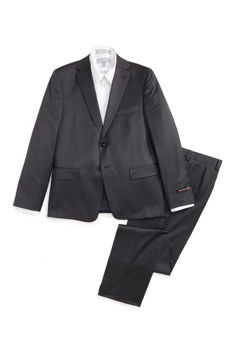Worsted Wool Suit, Main, color, GREY