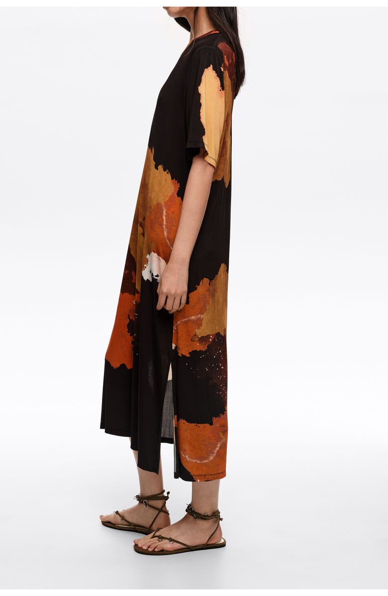 Bimba y Lola Flowing Midi T-Shirt Dress, Alternate, color, Blot Xl Black