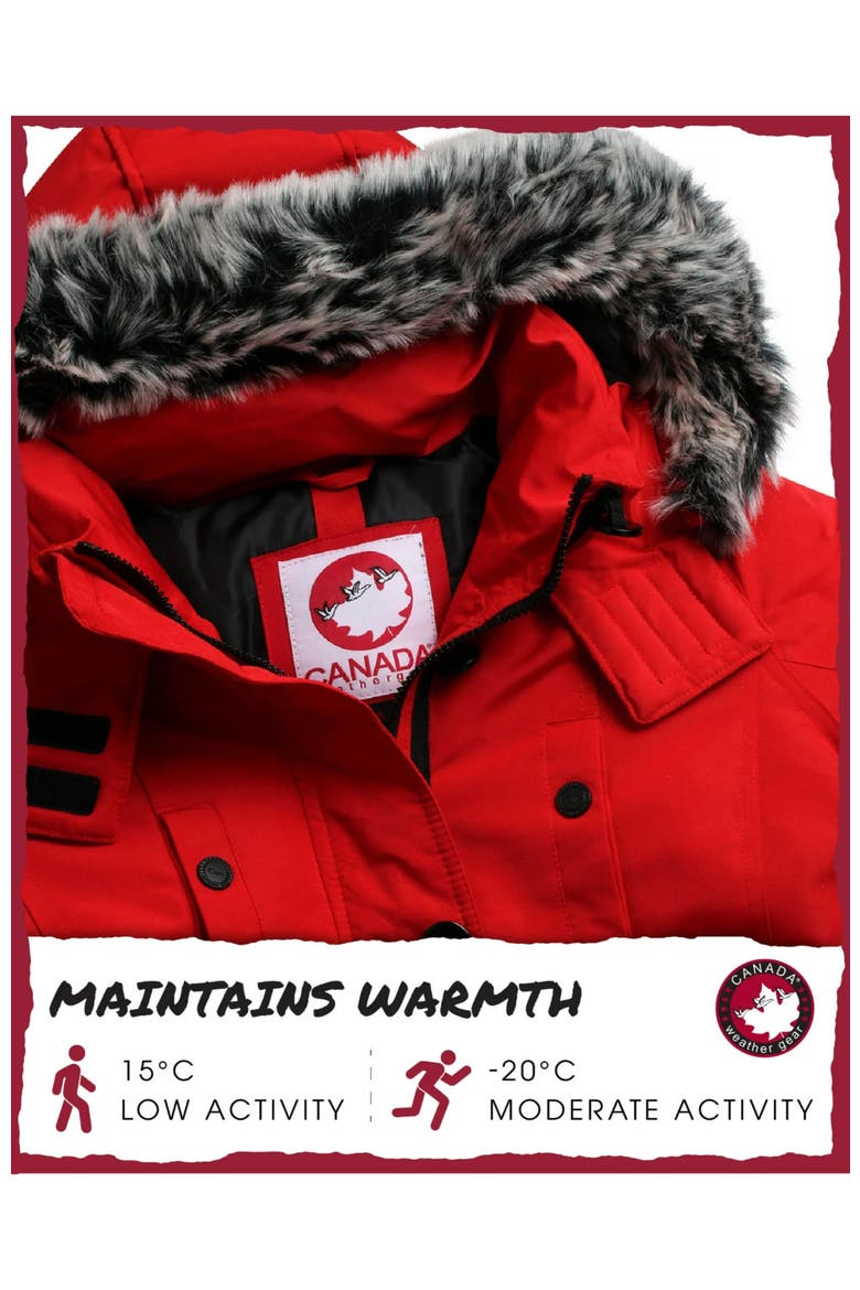 Women's Long Winter Jacket, Alternate, color, Red