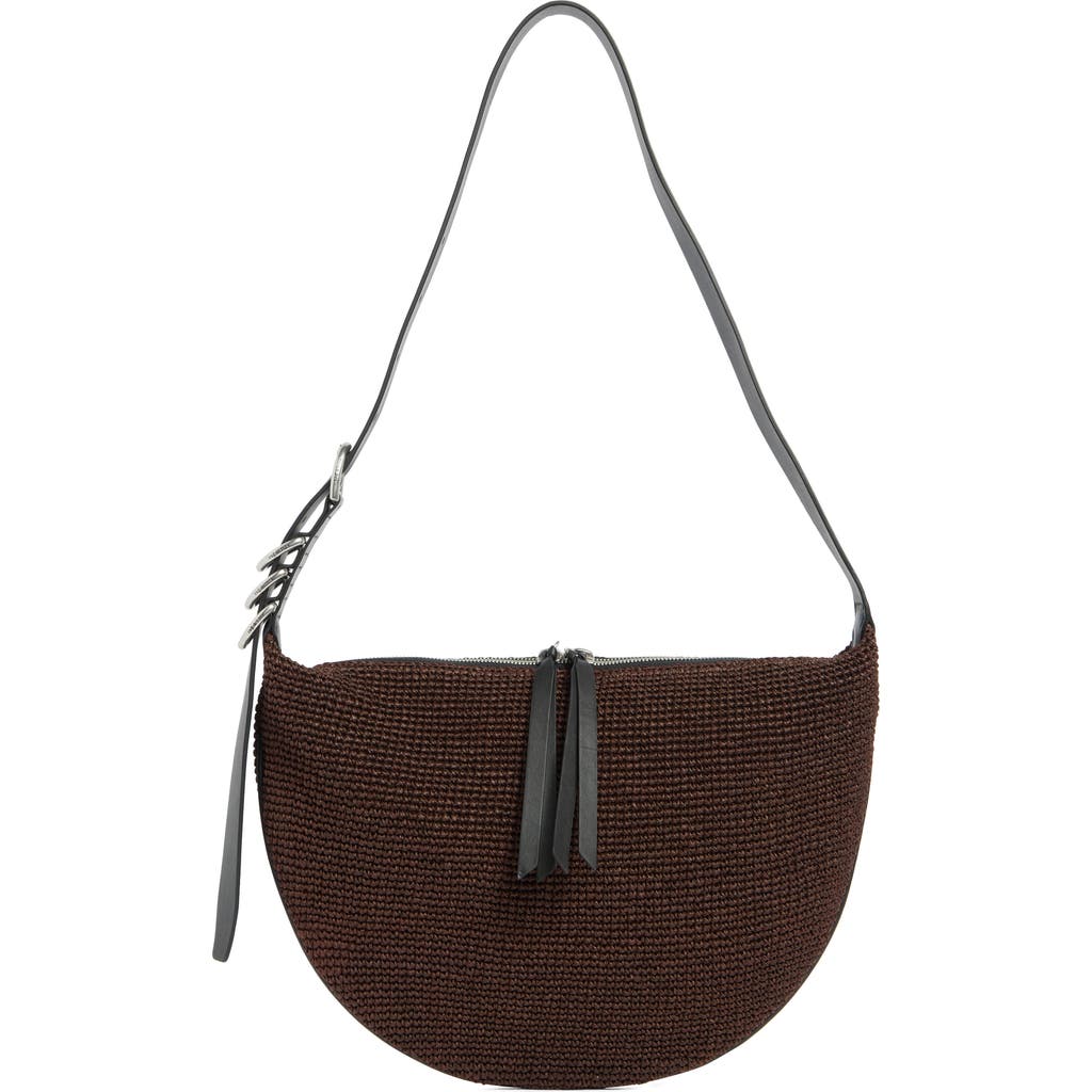 Rag & Bone Medium Mercer Woven Straw Hobo Bag In Brown