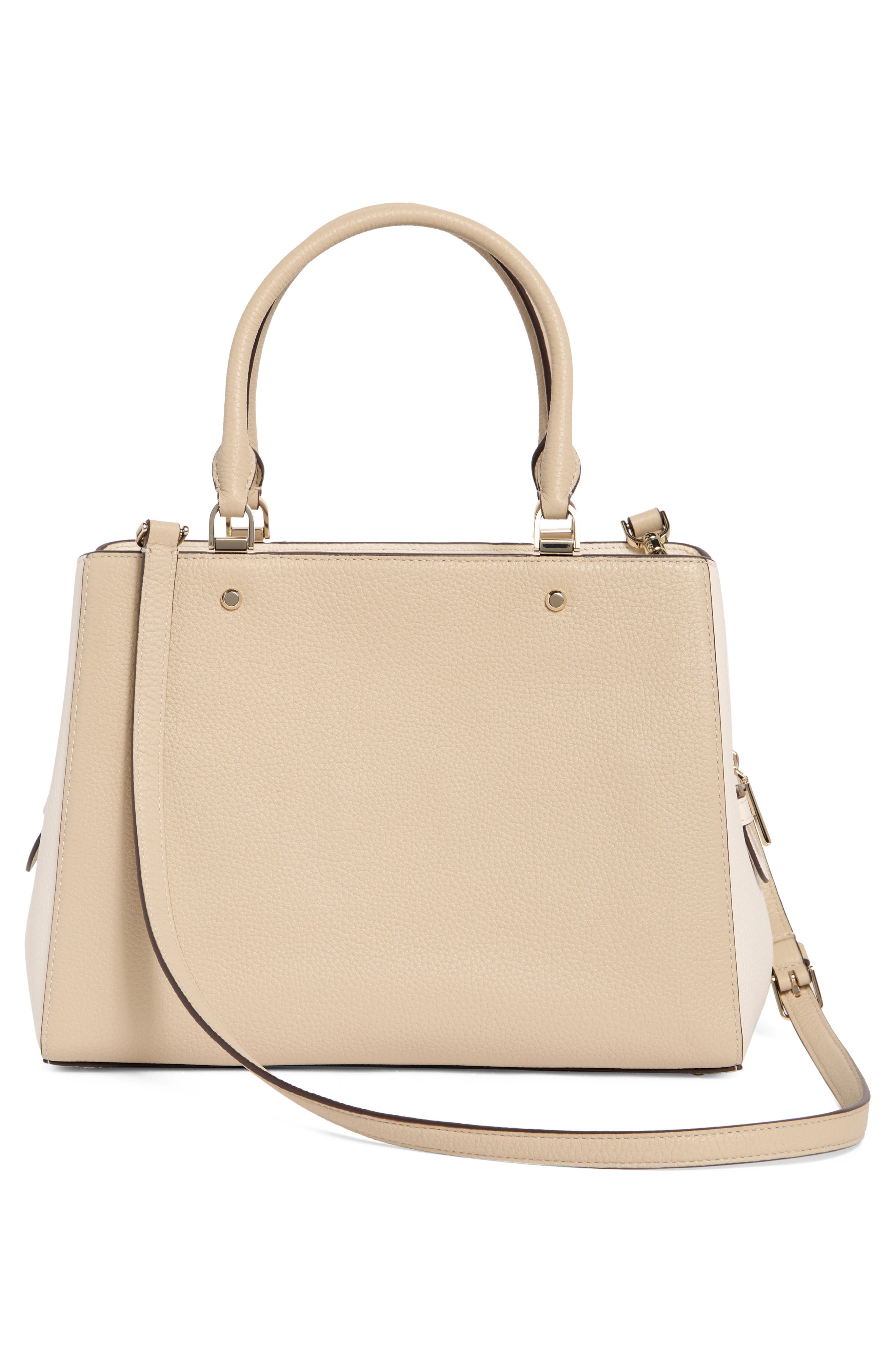 Leila Colorblock Pebbled Leather Satchel, Alternate, color, LIGHT SAND MULTI
