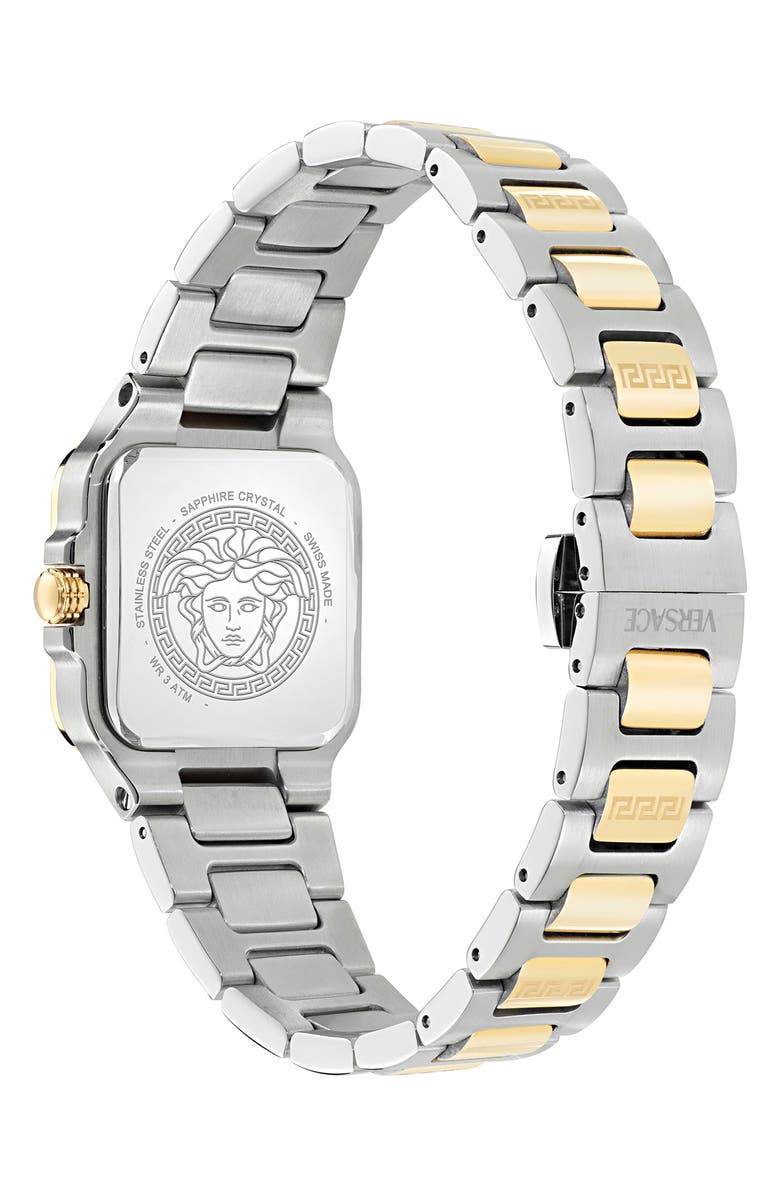 Versace Greca Edge Two-Tone Bracelet Watch, 30mm x 30mm, Alternate, color, Silver/ Two Tone