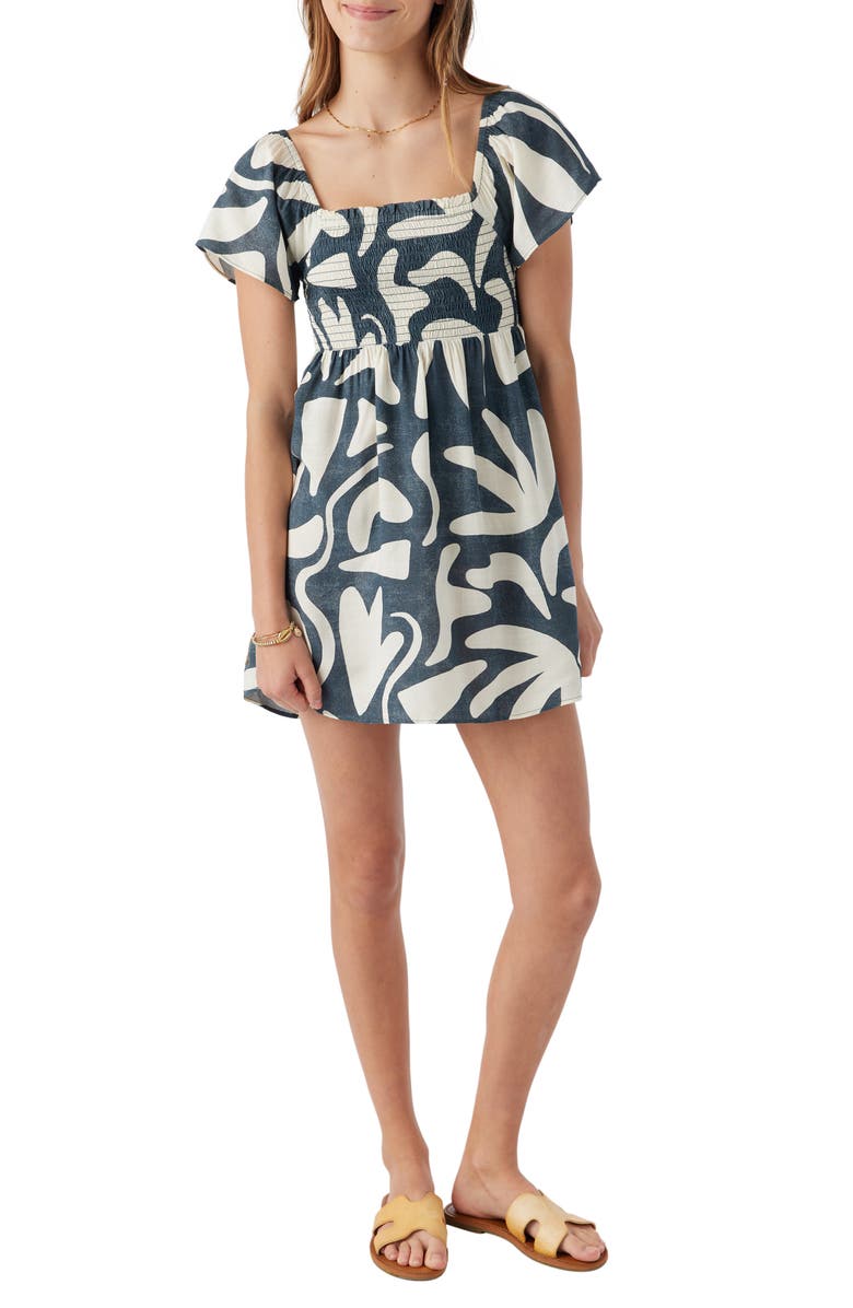 O'Neill Kids' Smocked Flutter Sleeve Dress, Main, color, 