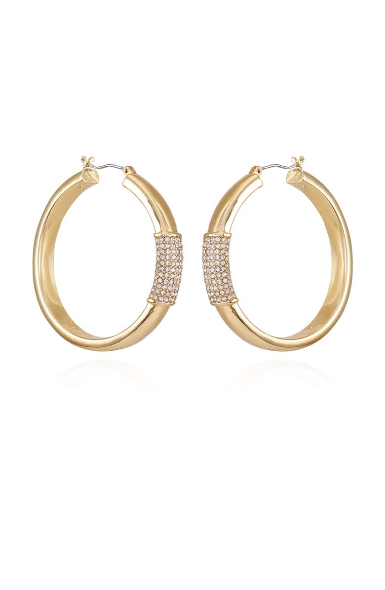Vince Camuto Pave Centered Hoop Earrings, Main, color, 