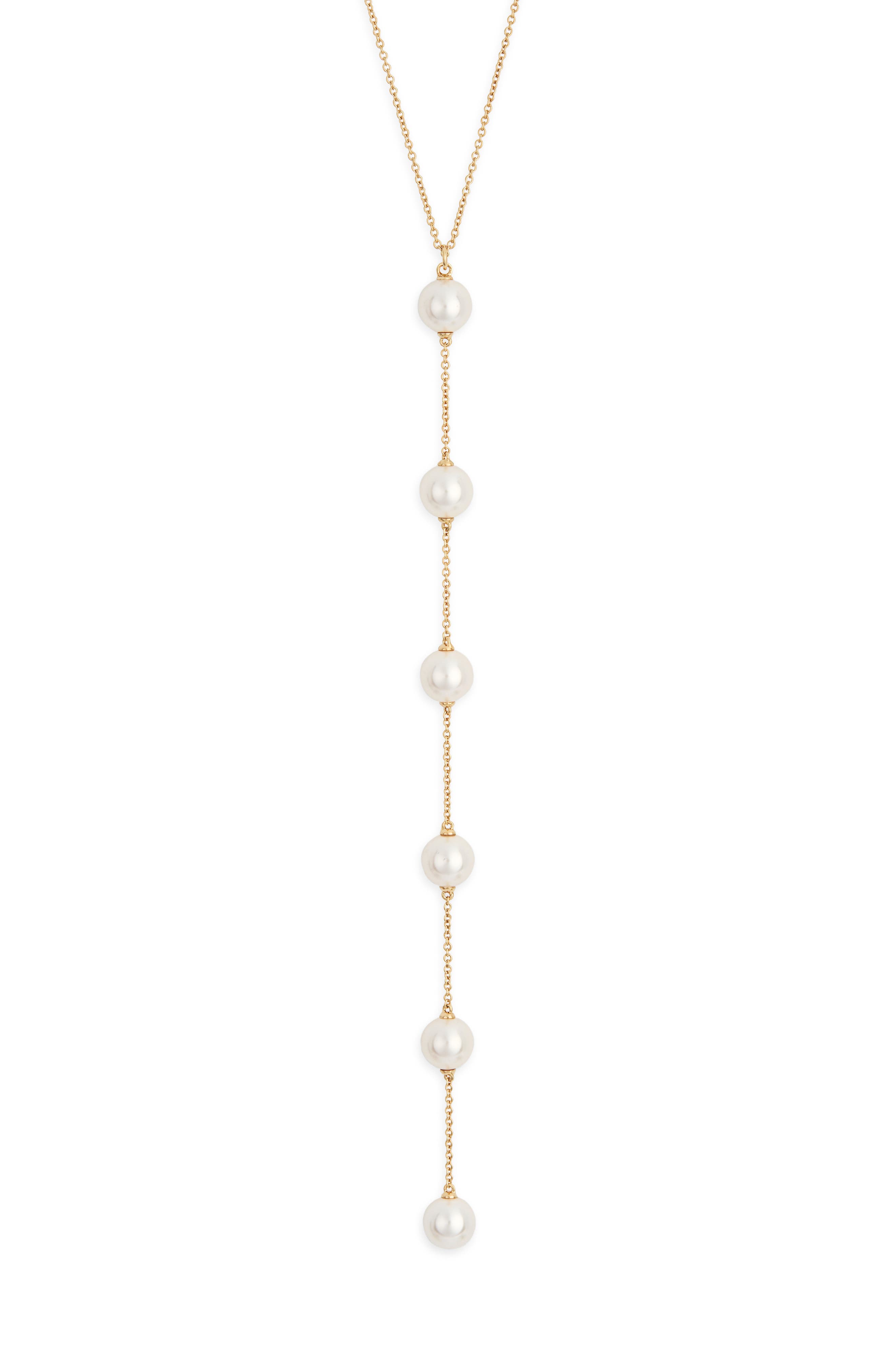 Faux Pearl Station 'Y' Necklace
