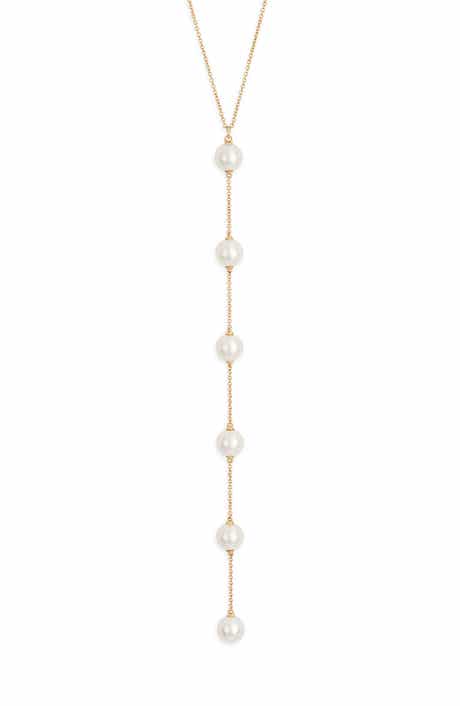 Faux Pearl Station 'Y' Necklace