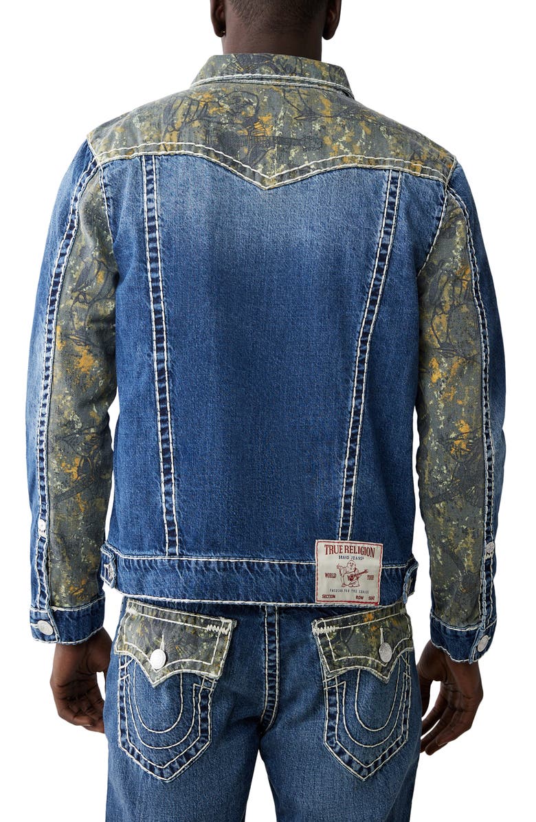 True Religion Jimmy Super T Buddha Camo Denim Trucker Jacket, Alternate, color, 