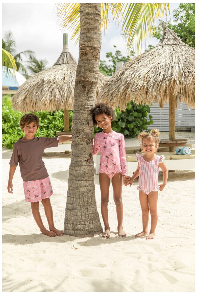 Kids' Short Sleeve Recycled Blend Rashguard, Alternate, color, BROWN