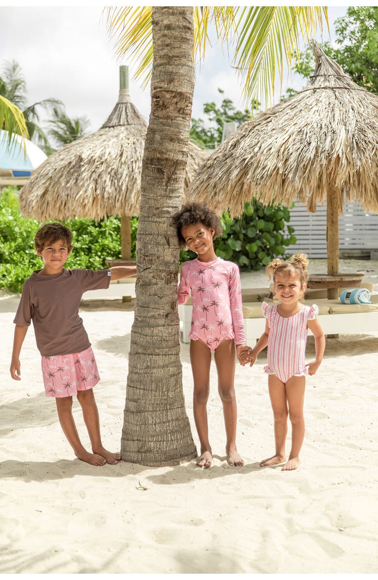 Snapper Rock Kids' Short Sleeve Recycled Blend Rashguard, Alternate, color, Brown