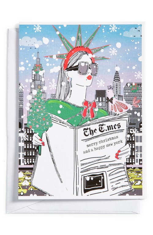 VERRIER HANDCRAFTED Merry Christmas & a Happy New York Greeting Card in Blue Multi  product
