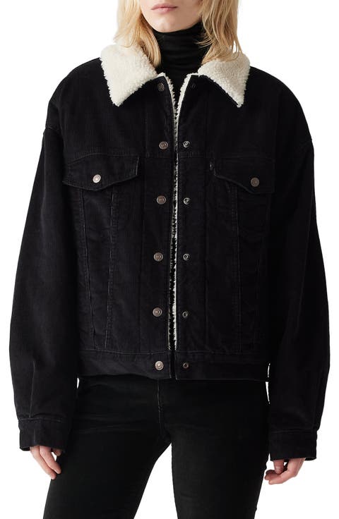 '90s Faux Shearling Lined Denim Trucker Jacket
